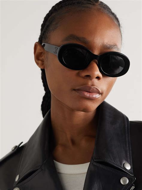 celine triomphe oval-frame acetate sunglasses|CELINE EYEWEAR Triomphe oval.